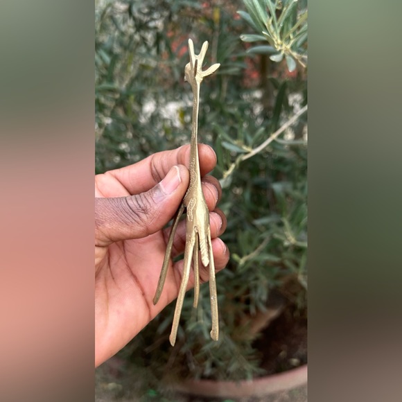 VTG 💯 Bronze Handcrafted Giraffe Sculptures 🇧🇯 Sz 5”x2” - Picture 2 of 5